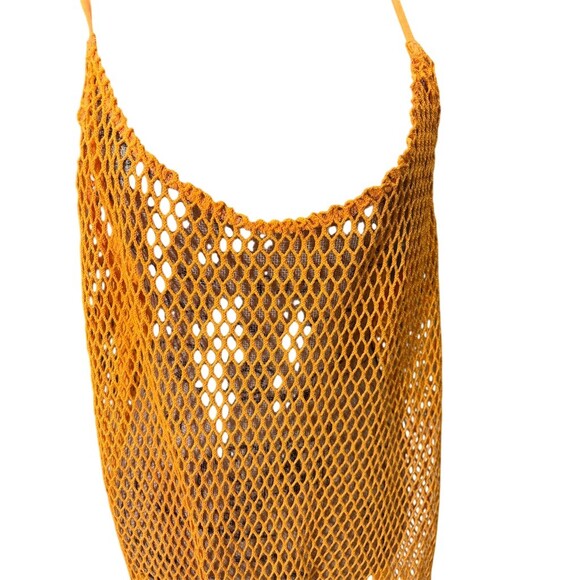 Wild Fable Cover Up Dress Womens 2XL Plus Orange Fishnet Mesh Midi - Picture 2 of 8